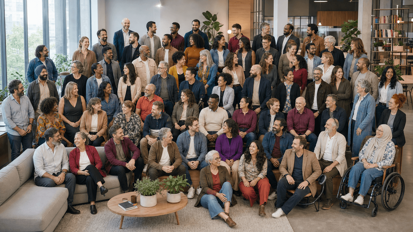 A multidisciplinary team gathered in a contemporary office